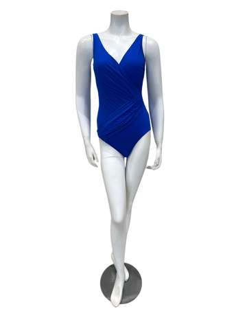 Gottex 25LL178 Royal Blue Lattice Square Neck Swimsuit Myselflingerie.com